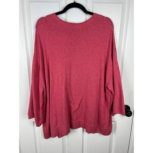 PureJill Cotton Cashmere Blend Knit Top Dolman Sleeve Pink Pocket Sweater 3X - Picture 10 of 10
